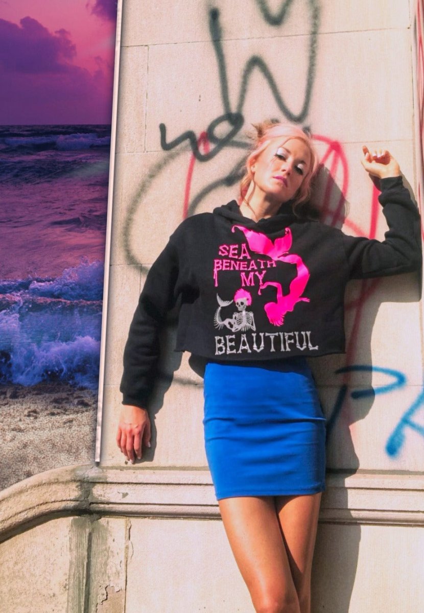 'Beneath My Beautiful' Cropped Fleece Hoodie - finbadd