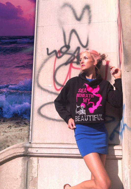 'Beneath My Beautiful' Cropped Fleece Hoodie - finbadd