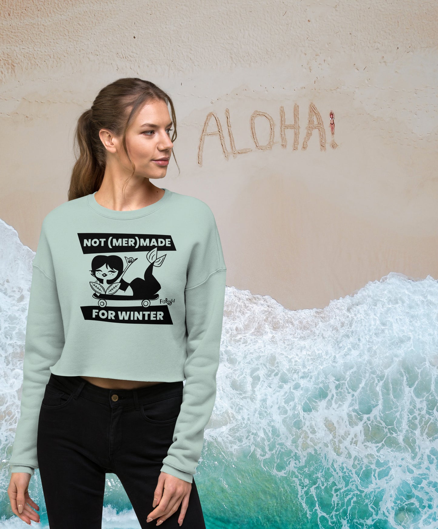 Not (Mer)Made For Winter, Crop Fleece Sweatshirt