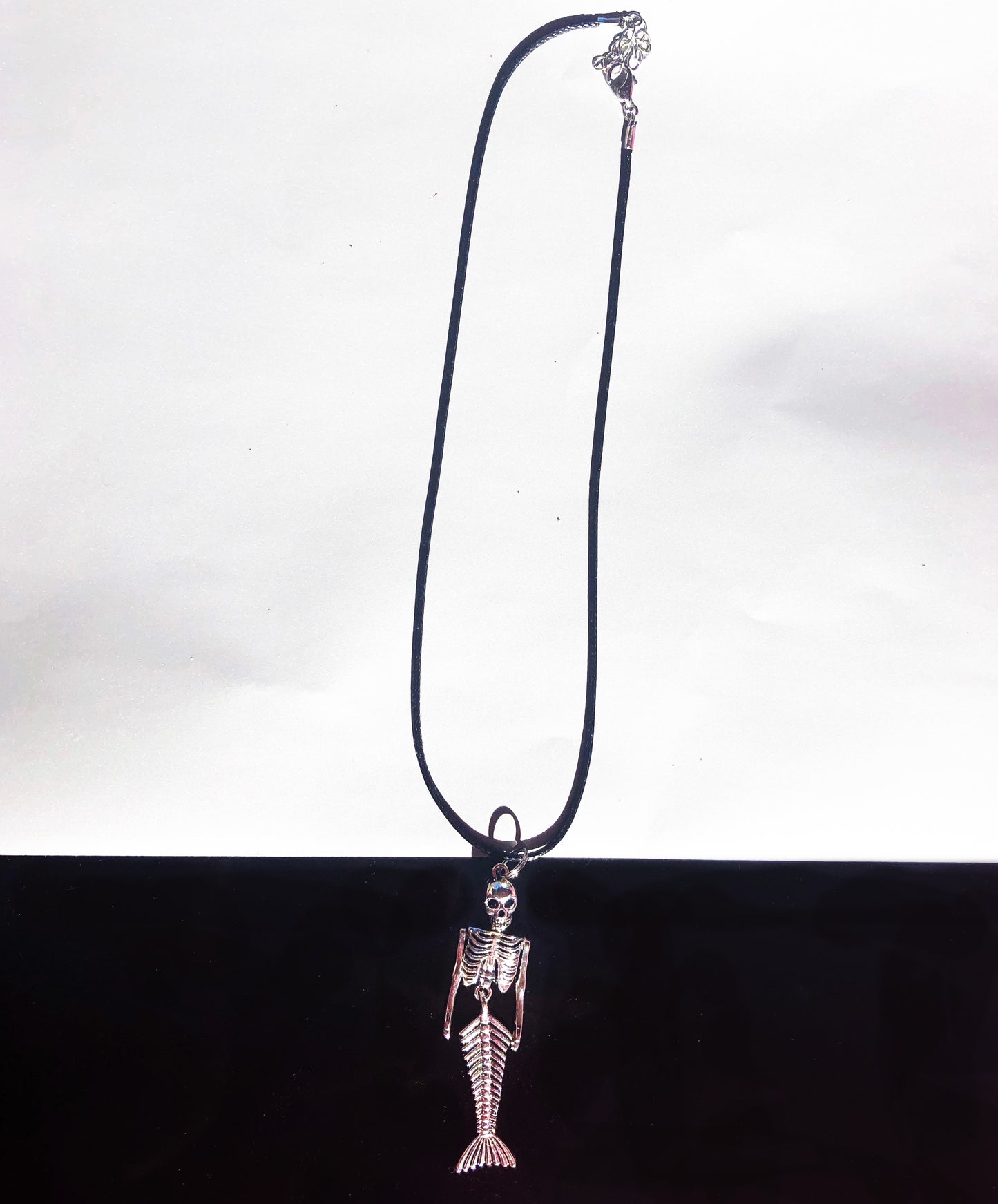 Savage Mermaid Skeleton Necklace, Silver